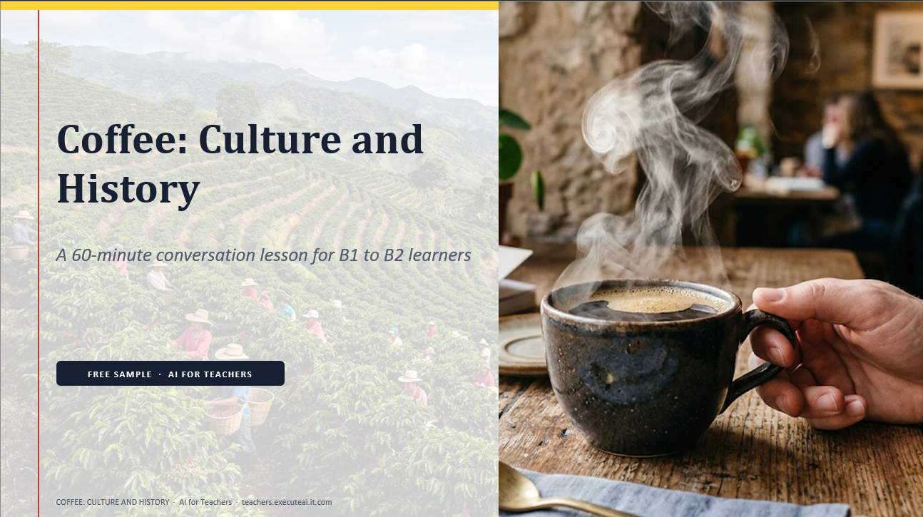 Title slide of the coffee conversation lesson